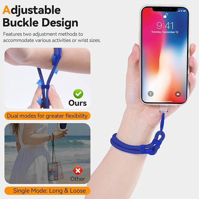 Phone Wrist Strap with 2 Phone Tether Tab, 2 Pack Adjustable Anti-Theft Cell Phone Lanyard for Travel & Outdoors