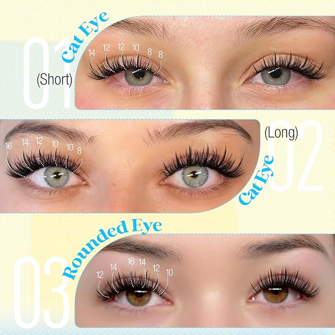 Yawamica Lash Clusters Wispy Eyelash Extensions 8-16mm Natural Volume Eyelash Clusters Pestañas Postizas Naturales C Curly Manga Individual Lashes 144pcs Cluster Lashes DIY Fairy Lash Extension Look