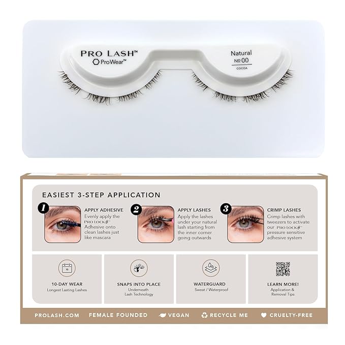 Pro Lash ProWear Professionally Styled Lash Clusters - Easiest to Apply Eyelash Cluster - 10 Day Eyelashes - Waterproof Lashes Clusters - Single Set - Natural No. 00 - Cocoa