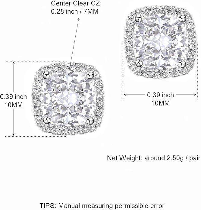 YOMELA Cubic Zirconia Earrings Studs, Halo CZ Birthstone Simulated Diamond Stud Earrings for Women