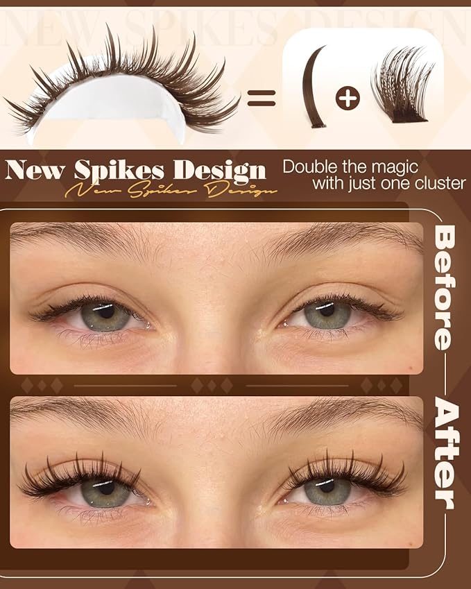Brown Lash Clusters Kit Wispy Lash Extension Kit 10-14MM Short Spiky Eyelash Clusters Natural Cluster Eyelash Extensions Dark Brown Individual Lashes D Curly DIY Lash Extension by Lvmixwig