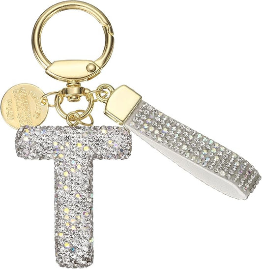 PATIKIL Initial Letter Keychain, Cute Sparkly Rhinestone Key Chain Alphabet Charm for Car Keys Handbags Purse