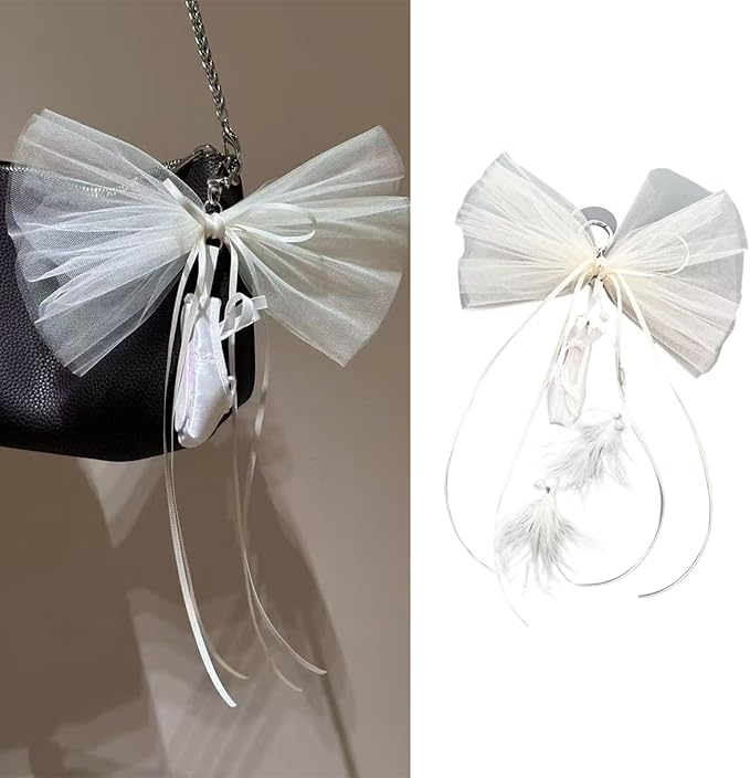 Stylish Tulle Ballet Slipper Keychain Featuring Lace Ribbon And Sparkling Pearls Accessories Bag Purse Decoration Unique Ballet Women