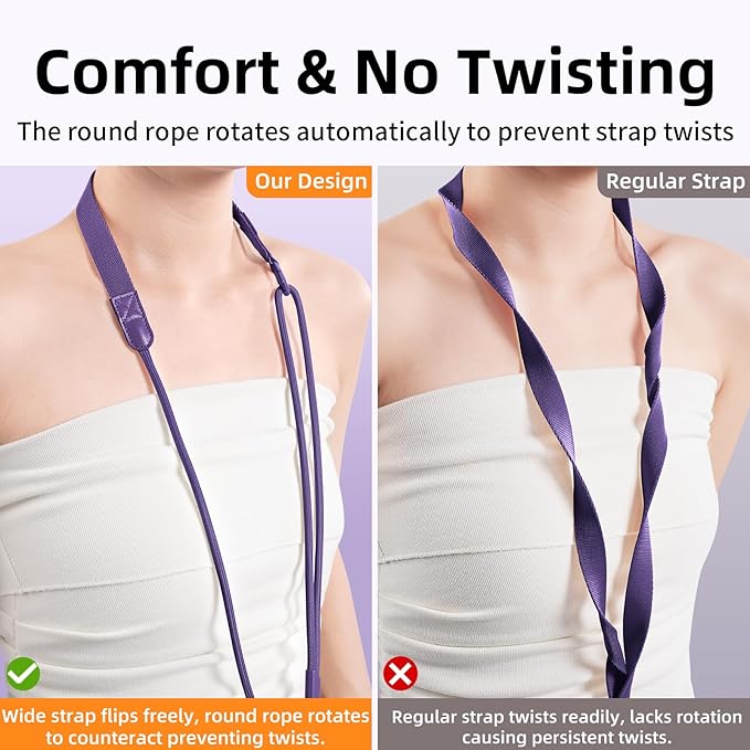 Phone Lanyard Crossbody & Neck, Adjustable Wide Strap with Anti-Loss Lock for iPhone Samsung - Universal Hands Free