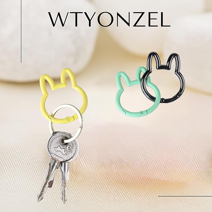 Rabbit Shaped Keychain Clips,Multicolor Carabiner Keychain Clips Aluminum Ring Clips for Keychains, Water Bottle, Bags Fishing Hiking Traveling