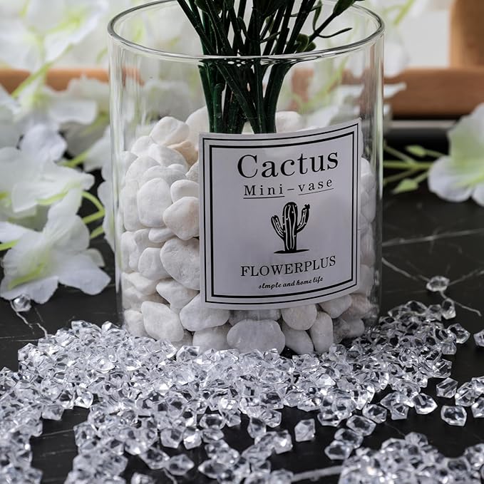 DomeStar 5,000PCS Clear Fake Ice Rocks, 1LB Fake Crushed Ice Acrylic Gems Diamonds Marbles for Vase Fillers DIY Craft Fish Tank Table Scatter Props Display Weeding Party Decoration