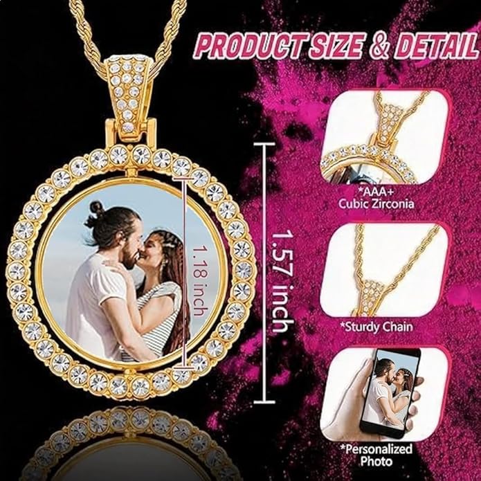 CLYLIFE Picture Necklace Personalized Photo,Custom Disc/Heart Pendant for Men Women Dad Mom Customized Necklace with Chain Photos Memorial Gifts for Mother's Day, Birthday, Anniversary