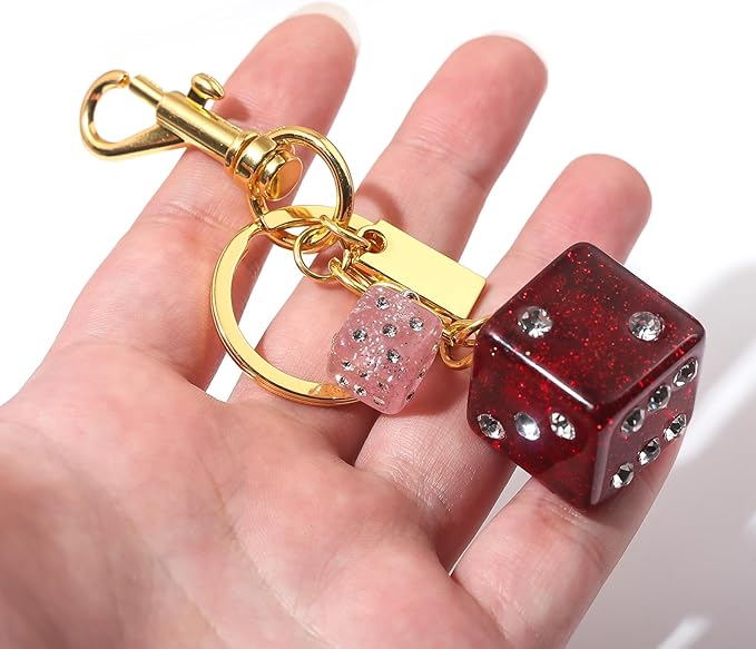 Lucky Dice Cherry Magic 8 Ball Keychain Billiard Ball Star Cherry Bags Charms Cute Y2k Keychain for Women Men