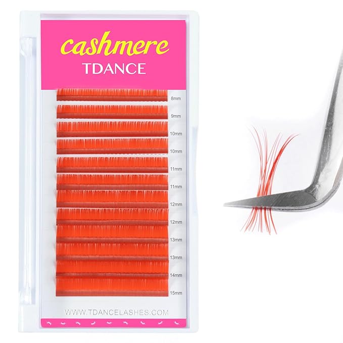 TDANCE Colored Lash Extensions Classic Lash Extension Red Lash Extensions 0.07mm C/D Curl Premium Silk Individual Lashes Salon Use (Red,D-0.07,8-15mm)