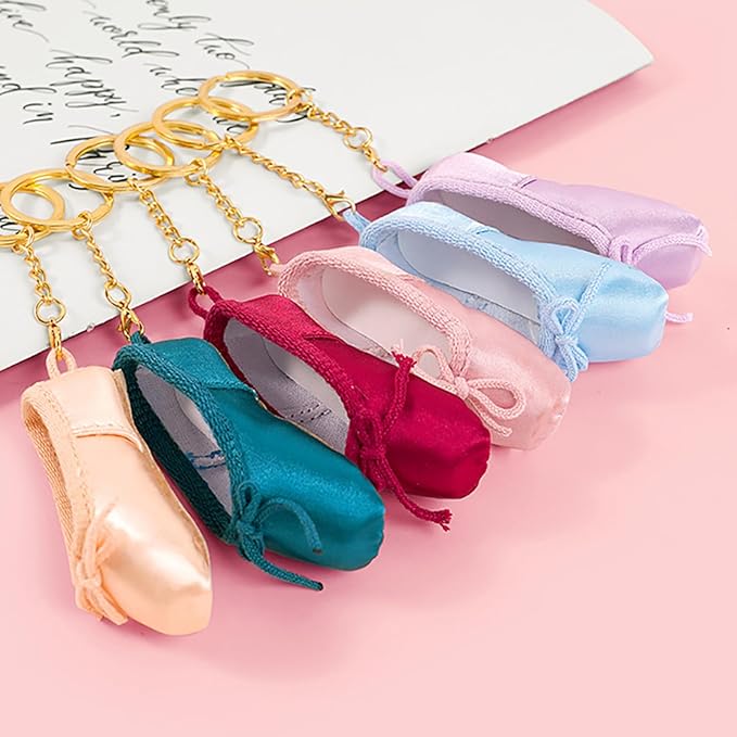REDYY Delicate Satin Pointe Shoes Keyring Mini Ballet Accessories Cute Keychain Charm Chain Bag Pendant for Dance Enthusiasts Ballet Shoe Shape Keychain