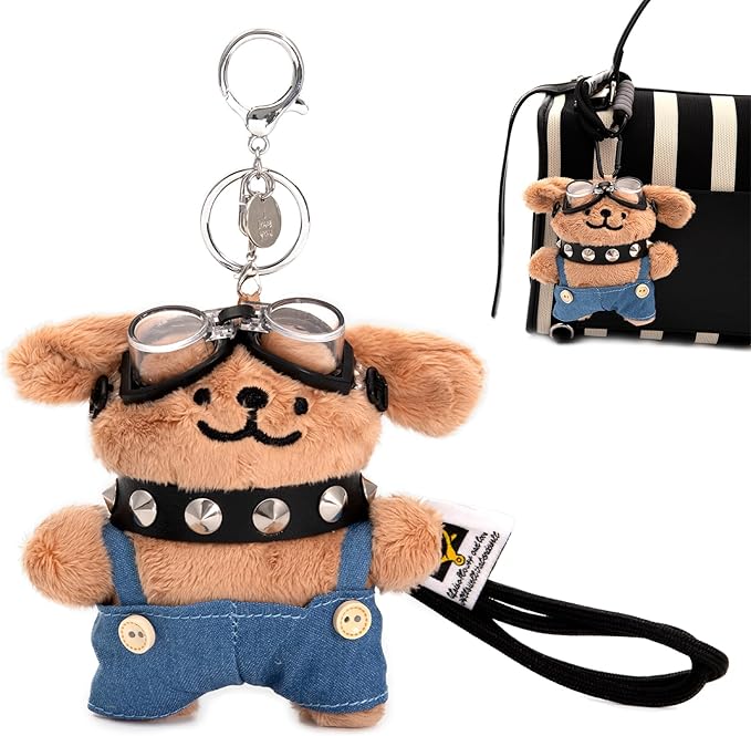 YOU WIZV Cute Dog Plush Keychain for Women - Kawaii Stuffed Animal Charm for Purse, Backpack & Bag Accessories