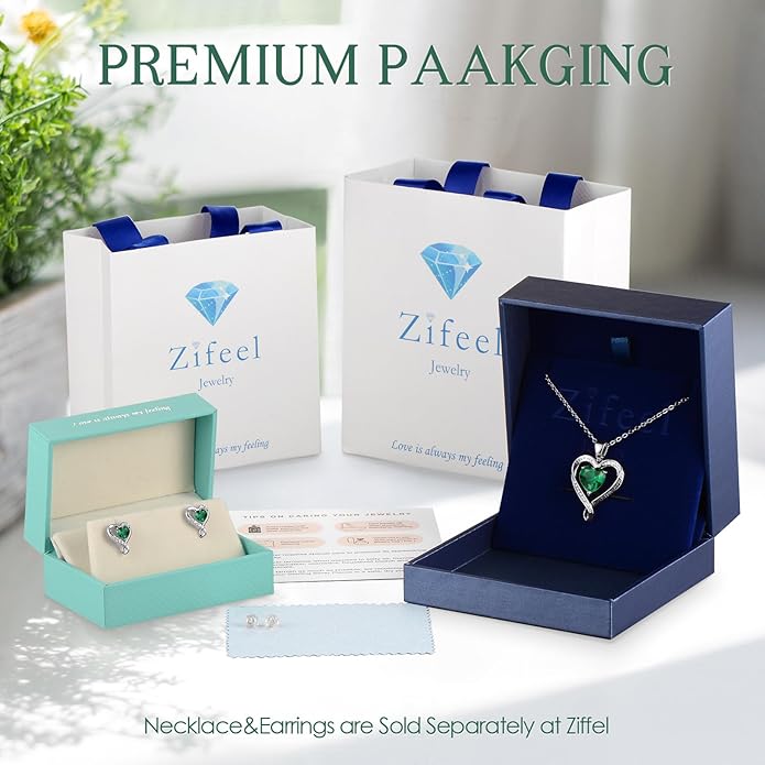 Zifeel Earrings for Women, S925 Sterling Silver Rose Gold Birthstone Heart Studs Earring for Girlfriend Wife, Anniversary Birthday Christmas Valentines Mothers Day Gifts Jewelry for Women Wife Her Mom