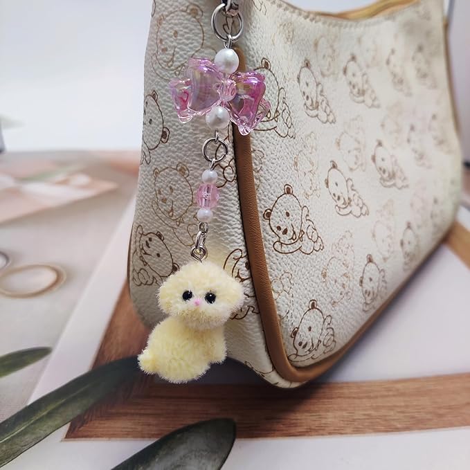 Cute Dog Keychain Fuzzy Dog Puppy Decor Keychain Aesthetic Y2K Bag Charms Stylish Dog Pendant Keychains Accessories