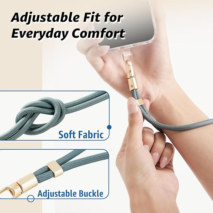 Phone Wrist Strap for iPhone & Samsung – 6mm Lanyard with 2 Non-Adhesive Tether Tabs | Secure Hand Strap for Men & Women (Case Required, for Smartphones) – Morning Teal