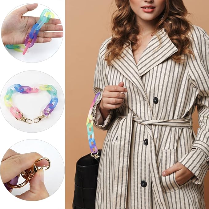 Colorful Acrylic Chain Strap, Handbag Chain Replacement, Rainbow Resin Crossbody Bag Decoration Chain, Mini Clutch Bag Chain Strap (43CM)
