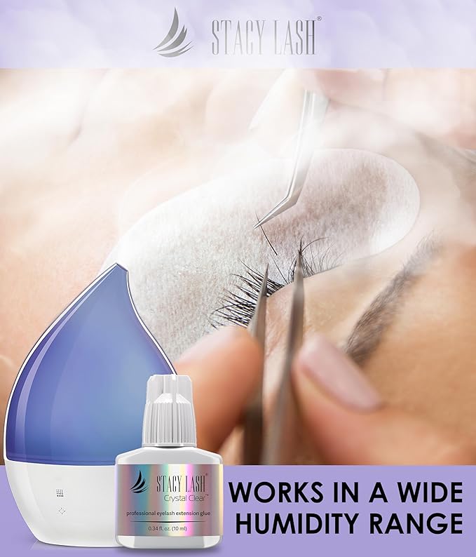 STACY LASH Crystal Clear Eyelash Extension Glue (0.34fl.oz/10ml)/1 Sec Drying Time/Retention – 8 Weeks/Transparent Adhesive/Professional Supplies