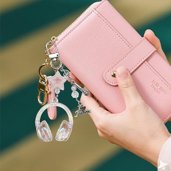 Music Keychain Y2K Guitar Star Keychain Purse Bag Charms for Handbags Backpacks Aesthetic Accessories Gifts for Women