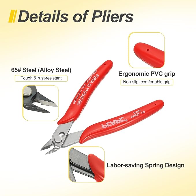 HARFINGTON 5" Flush Cut Pliers Precision Thicker Wire Cutter Side Cutter Diagonal Cutting Pliers for Jewelry Model Electronic 3D Print, Red