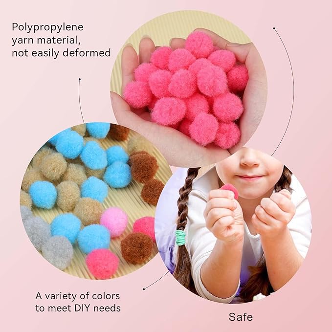 MORFEN 150 Pcs Pom Poms, 1 Inch Dark Pink Craft Pom Poms, Fuzzy Pompom Puff Balls, Small Pom Pom Balls for DIY Arts, Crafts Projects, Home Decorations