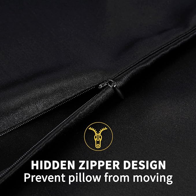 ZIMASILK 100% Pure Mulberry Silk Pillowcase 2 Pack, Soft and Smooth,Both Sides Premium Grade 6A Silk,600 Thread Count,with Hidden Zipper (Queen 20''x30'',Black)
