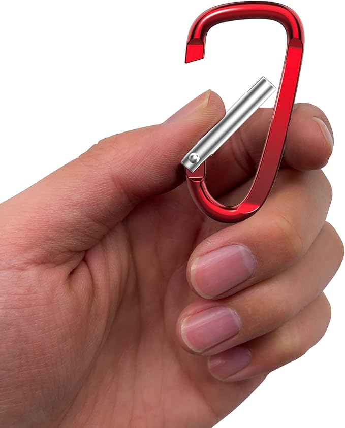 2.4" 24pcs Small Carabiner Clip Keychain, Aluminum D Ring Shape Clips with Keyring Keychain Hook