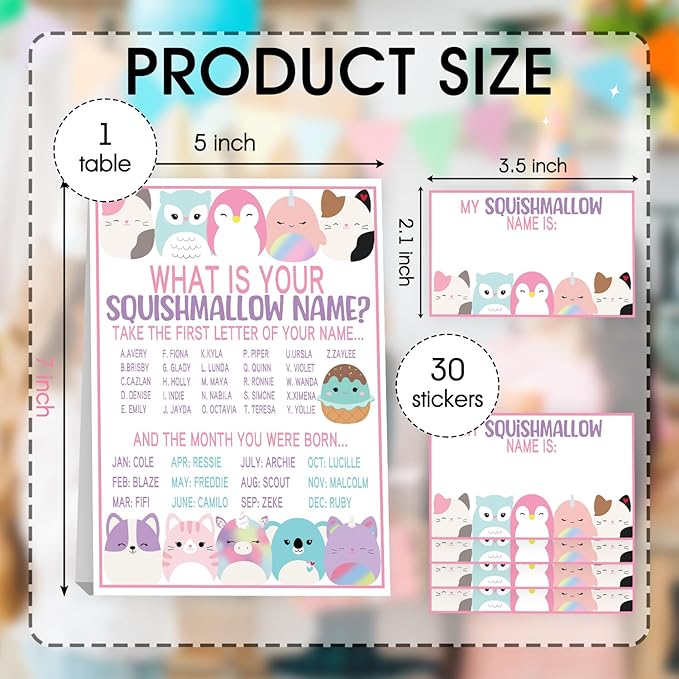 Cute Animal Party Favors, Cute Annimal Party Decorations, Theme Birthday Sign with 1 Birthday Activity Sign for Girls Holiday 30 Cards for Kids Tea Activity Favors