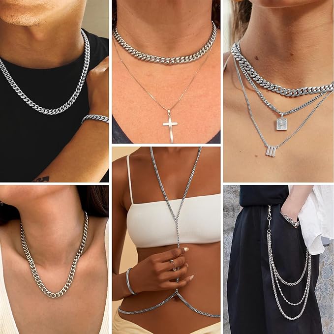 16.5 Feet Stainless Steel Cuban Chains Roll, 9mm Width Miami Curb Link Chains Spool Bulk for Jewelry Meking & DIY Craft