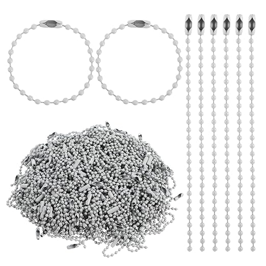 JIEYAO 300Pcs 3.9 Inch Ball Chains, 2.4mm Bead Keychain Connectors Bulk Keychain Tag Metal Tag Chains for DIY Jewelry Making, Dog Tags, Craft Extensions