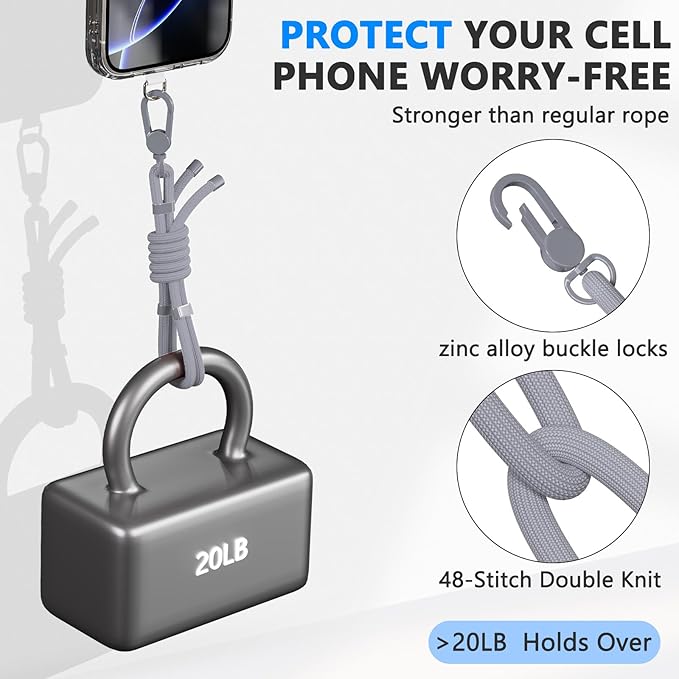 4 Pack Phone Lanyard & Wrist Strap, Cell Phone Lanyard for Around The Neck Adjustable Phone Strap for Most Smartphones