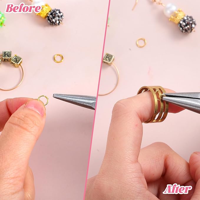 4PCS Jump Ring Opener Tool- Jump Ring Maker & Chainmail Joe Ring Bender - Stainless Steel Split Rings for Jewelry Making - Jewelry Tools & Bottle Opener Rings Holder