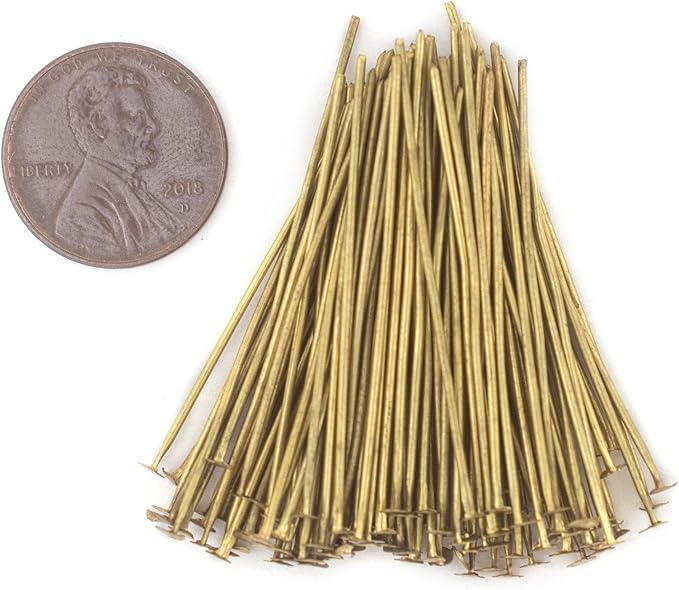 The Bead Chest Brass 21 Gauge 1.5 Inch Head Pins (Approx 100 Pieces)