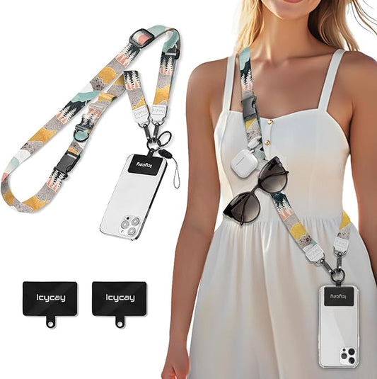 Phone Lanyard Crossbody, Mountain Cell Phone Strap for Around The Neck Adjustable, Anti Theft Cute Lanyard for iPhone Case ID Holder Keys Accessories Travel Essential