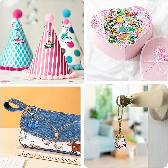 Keychains Bulk DIY Cute Keychain Charms Backpack Charms for Girls Backpack Keychains PVC Key Ring Party gifts
