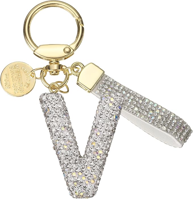 PATIKIL Initial Letter Keychain, Cute Sparkly Rhinestone Key Chain Alphabet Charm for Car Keys Handbags Purse