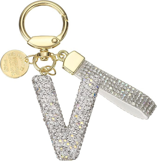 PATIKIL Initial Letter Keychain, Cute Sparkly Rhinestone Key Chain Alphabet Charm for Car Keys Handbags Purse