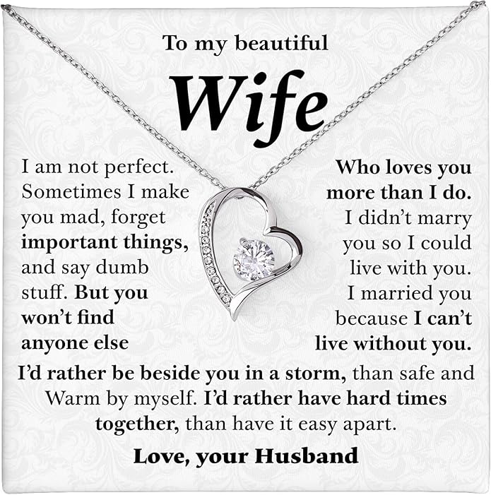 Mapileng To My Wife – Love Knot Necklace from Husband with Heartfelt Message Card & Elegant Luxury Gift Box, A Meaningful Romantic Jewelry Gift for Anniversary, Birthday, Wedding, Christmas