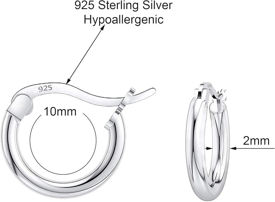 Savlano 925 Sterling silver Round Hoop Earrings for Women & Men Comes in 10MM-25MM