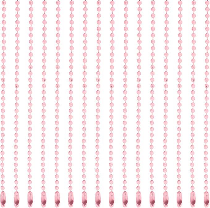 MECCANIXITY 20Pcs 5 Inch 12cm Ball Bead Chain, Metal Ball Chain with Connectors for Hanging Ornament Jewelry Necklace Dog Tag Keychain Christmas Decoration,Pink