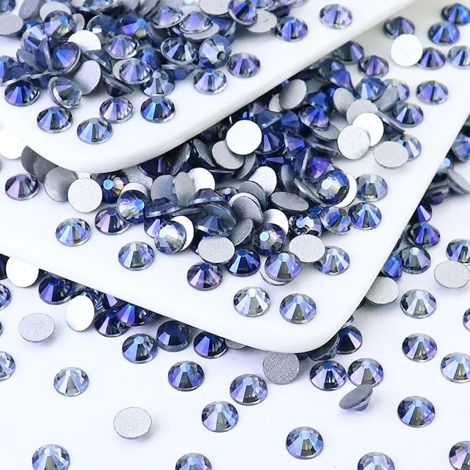 Flatback Crystal Rhinestones Round Gems for Nail Art and Craft Clothes Glue Fix, Purple Ghost (4.6-4.8mm) SS20/1440PCS