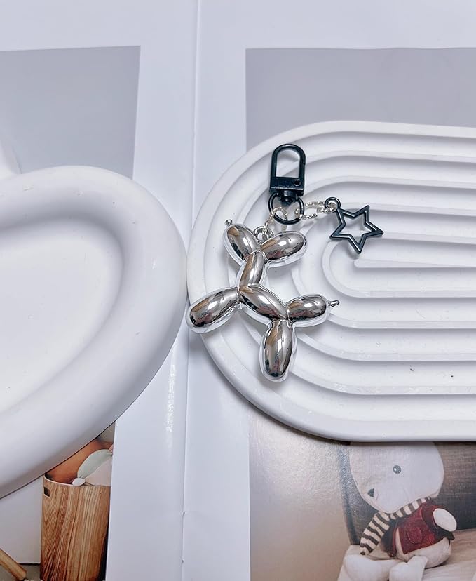 LAEKOU Star Balloon Dog Keychain for Women, Cute Y2K Key Chain Accessories, Aesthetic Charms for Bag Backpack