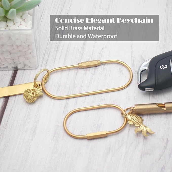 Gold Brass Key Rings, Purse Bag Charms for Handbags, Screw Lock Key Organizer, Carabiner Keychain Clip for Keys