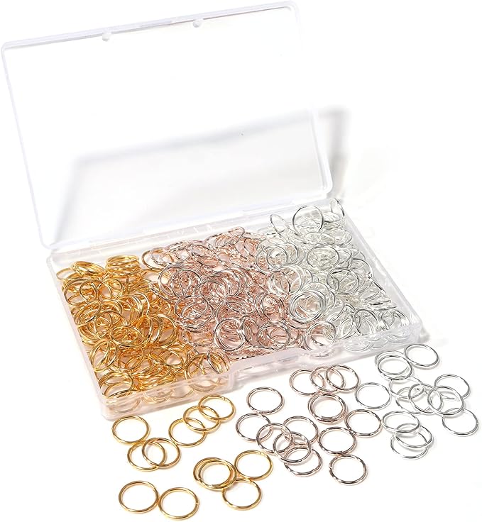300 Pcs 10mm Open Jump Rings Silver, Gold and Rose Gold Plated Jump Rings for Jewelry Making Iron Made Single Ring Bulk for DIY Craft Earring Necklace Bracelet Pendant Choker Jewelry Making Findings