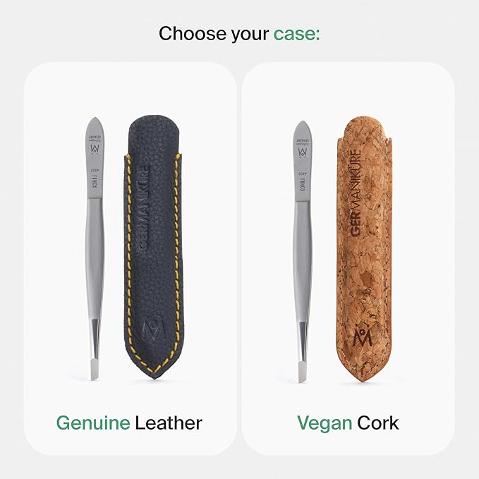 GERMANIKURE Slanted Tweezers in Cork Case - Made in Solingen Germany