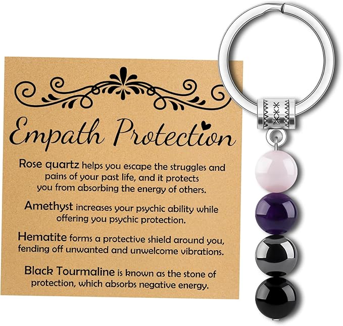 Healing Gemstone Jewelry Keychain Spiritual Crystal Keychain Relief Stress Anxiety Recovery Healing Gift New Beginning Gifts for Women Men Divorce Breakup Get Well Gifts for Friends Sister Coworker