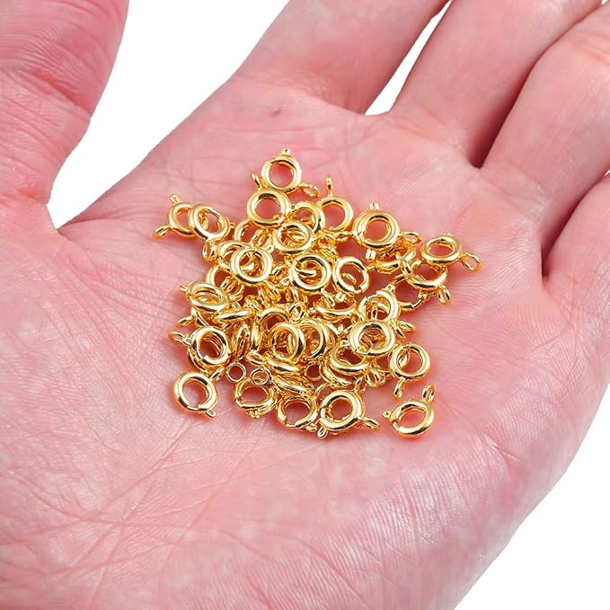 Copper Spring Clasps 6mm Gold Plated Claw Clasps for DIY Jewelry Making 150pcs
