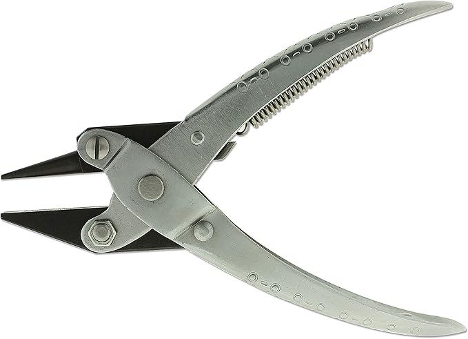 The Beadsmith Round/Flat Nose Parallel Pliers, 5.5 inches (140mm) Steel Tool for Jewelry Making, with Spring