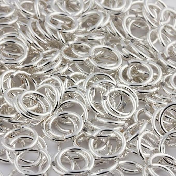 50pcs 10mm Open Jump Ring O Ring Connector (Strong Wire 1mm/18 Gauge) Sterling Silver Plated Brass for DIY Craft Jewelry Making CF83-10