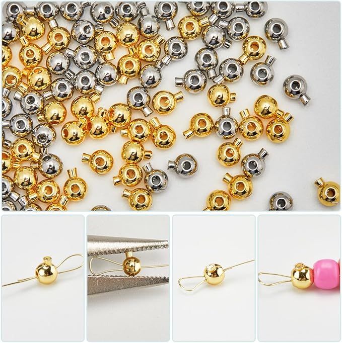 Beebeecraft 100Pcs 18K Gold Plated Brass Crimp Beads Metal Spacer Beads Irregular Shape Spacer Stoppers Beads 3.5x5mm for DIY Necklace Bracelets Making