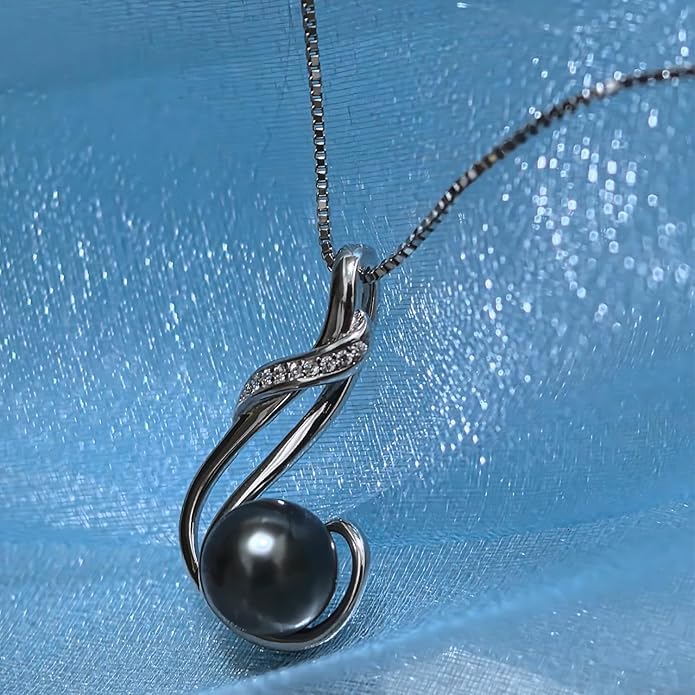 NONNYL Gifts for Women Wife-Tahitian Black Pearl-Necklace-Gift for Wife Wedding Birthday Anniversary Jewelry-Mom Girlfriend Her Mothers Day Gifts for Mom Women Valentines Day Christmas Day Gifts