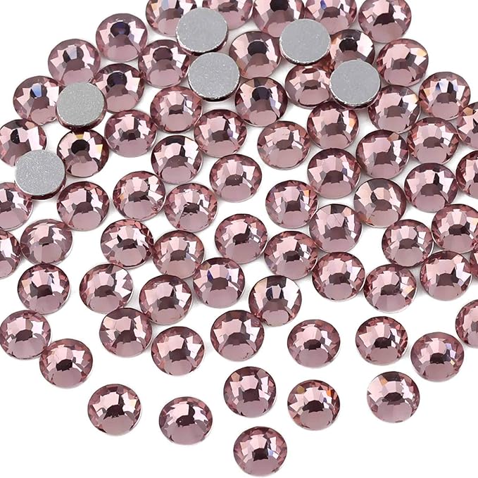 Beadsland Flat Back Crystal Rhinestones Round Gems for Nail Art and Craft Glue Fix, Light Purple, 4.6-4.8mm, SS20/1440pcs